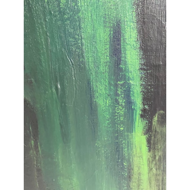 1968 Signed Abstract Figurative Painting in Navy & Emerald Green For Sale - Image 4 of 12