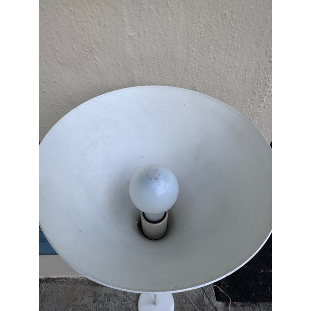 1970s Mid-Century Modern White Trumpet Torchiere Floor Lamp For Sale - Image 10 of 11