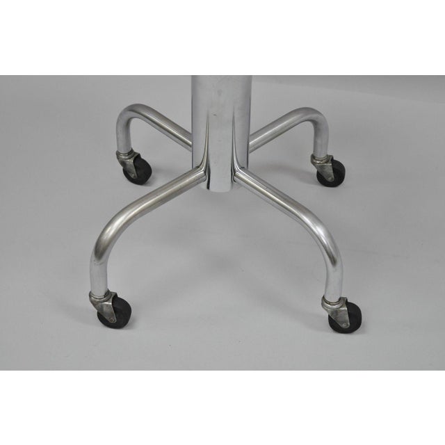 Vintage Chrome Pink Vinyl Adjustable Work Stool | Chairish