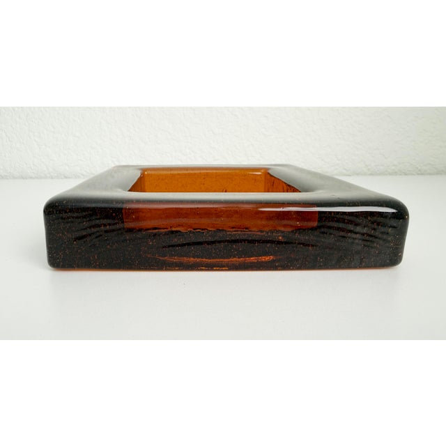 1970s Brutalist Block Glass Ashtray/Catchall Attributed to Blenko For Sale - Image 10 of 10
