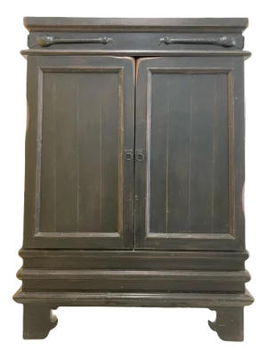 Mid-Late 20th Century Ebonized Chinese Pagoda or Alter Style Armoire