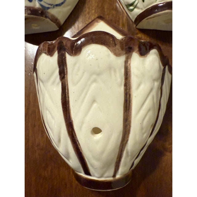 Mid 20th Century Mid 20th Century Hand Painted Ceramic Wall Pockets For Sale - Image 5 of 11