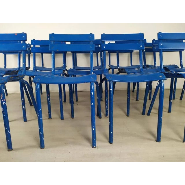 Blue Metal Dining Chairs, Set of 14 For Sale - Image 14 of 18