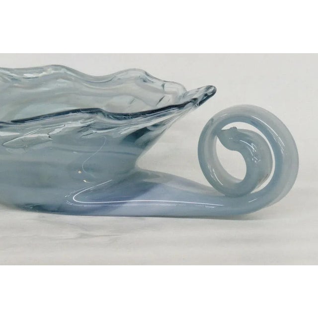 This gorgeous hand blown glass centerpiece bowl has a lovely vintage mid century modern design, with a very unique...