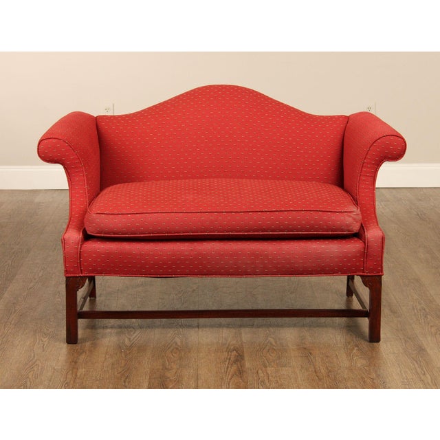 High Quality Georgian Style Upholstered Settee Constructed With A Mahogany Frame. The Form Features A Shaped Back With...