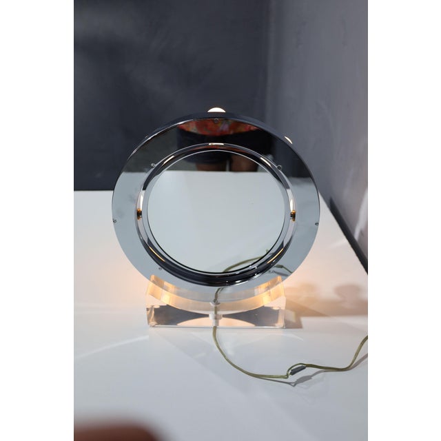 Charles Hollis Jones Lucite and Chrome Makeup Mirror With Magnifying Feature For Sale In Dallas - Image 6 of 9