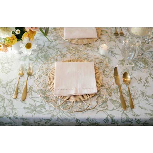 Rattan placemat or charger 13.7" diameter, natural wood finish. Could easily be painted any color Sold in sets of 4