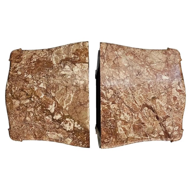 Wood Pair Antique 1900s Italian Bombe Nightstands Marble Tops Burl Walnut With Gilt Wood Accent For Sale - Image 7 of 12