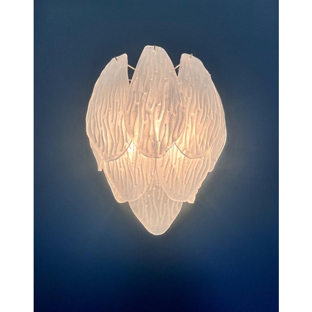 Vintage Italian Murano Glass Wall Sconces in Frosted Glasses, 1990s, Set of 2 For Sale - Image 10 of 16