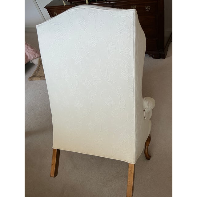 Classic English Style Custom Upholstered Wing Chair and Ottoman - Set of 2 For Sale - Image 4 of 10