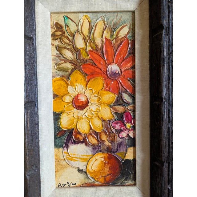 Mid 20th Century Vintage Still Life Vase of Flowers Painting Framed For Sale - Image 5 of 12