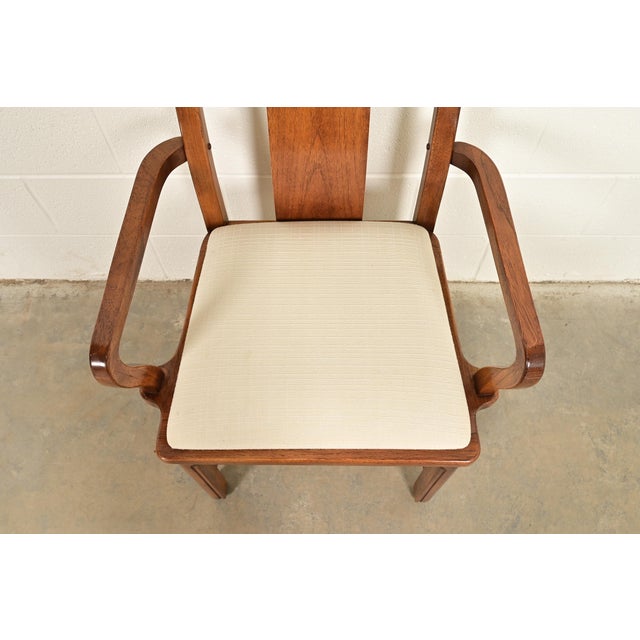 Wood Thomasville Mid-Century Hollywood Regency Chinoiserie Carved Walnut Armchairs, Pair For Sale - Image 7 of 15