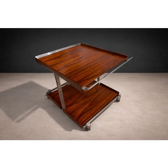 Forma Brazil Bar Car With Removable Trays in Rosewood & Metal, Forma, 1960s For Sale - Image 4 of 11
