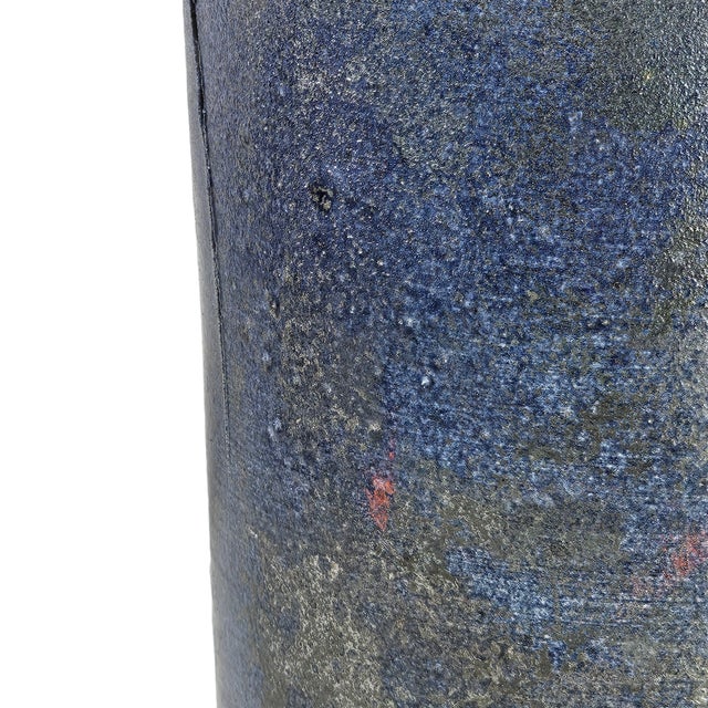 Blue Studio Art Pottery Vase Matte Cobalt Blue Stoneware Organic Modern 9.75" For Sale - Image 8 of 11