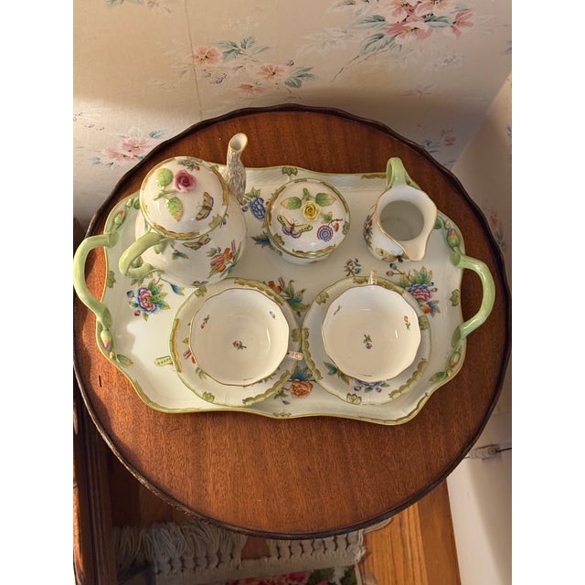 Herend Queen Victoria Rectangular Tray With Brach Handles For Sale - Image 11 of 12