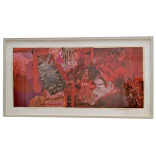 Abstract Collage Art in Tones of Red by Bill Allan, 1990s For Sale