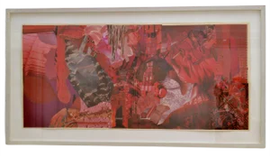 Abstract Collage Art in Tones of Red by Bill Allan, 1990s