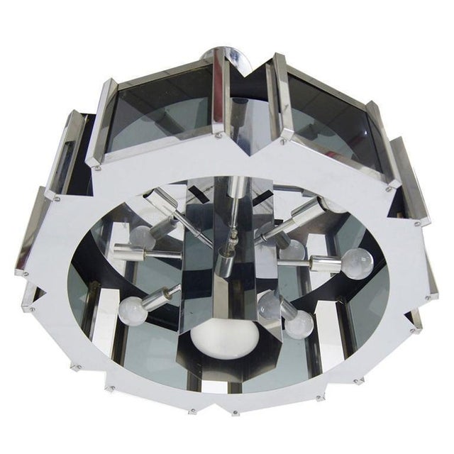 Robert Sonneman Mid-Century Modern Chrome Chandelier For Sale - Image 6 of 6