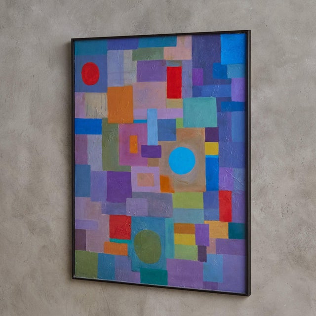 Framed Multicolor Abstract Oil on Canvas Painting by Clara Shainess For Sale - Image 4 of 10