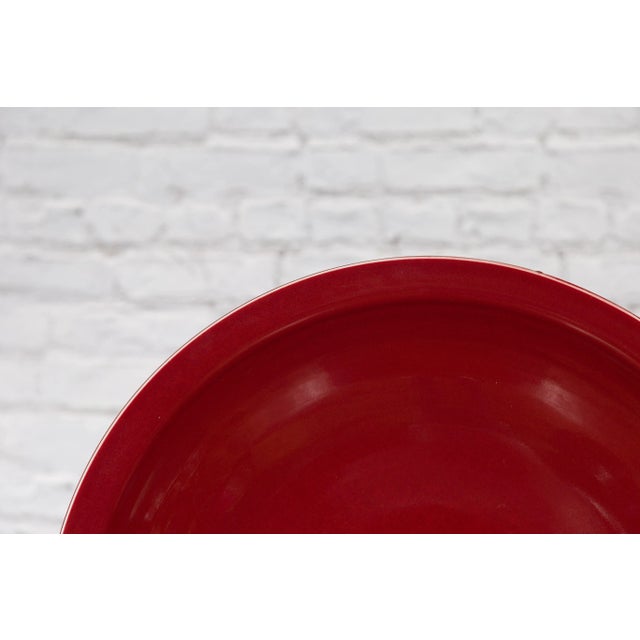 Mid 20th Century Chinese Vintage Large Porcelain Platter with Oxblood Color For Sale - Image 5 of 13
