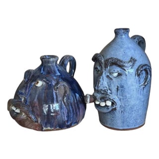 A Pair of Face Jugs by Billie Joe Craven For Sale