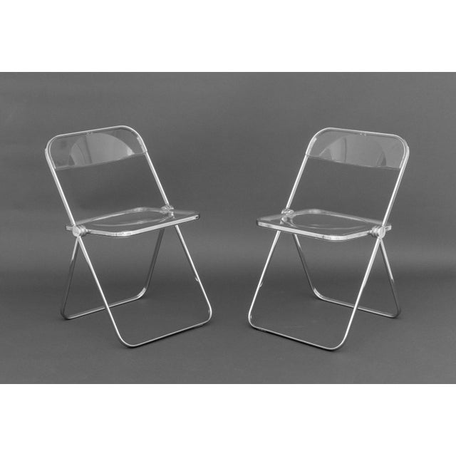 Giancarlo Piretti "Plia" Chrome and Acrylic Folding Chairs, Set of 8 For Sale In New York - Image 6 of 12