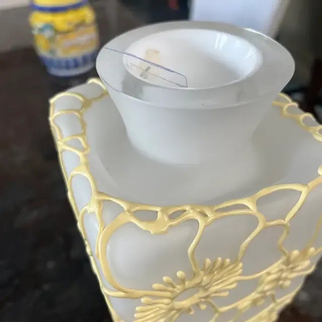 1990s Italian Glass White Vase With Silicon Design For Sale - Image 9 of 11