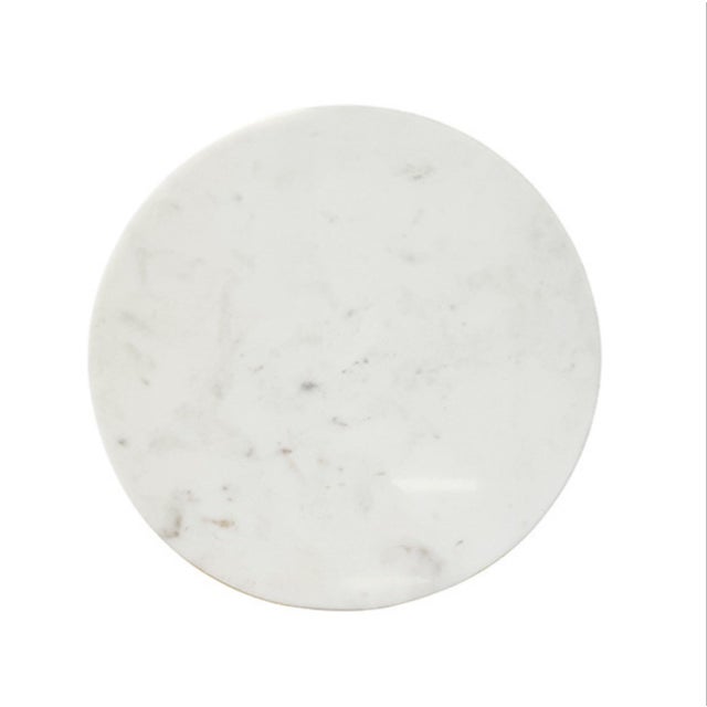 Worlds Away Matthew Izzo Home Cynthia Tapered Hammered Brass Base and White Marble Top Side Table For Sale - Image 4 of 6