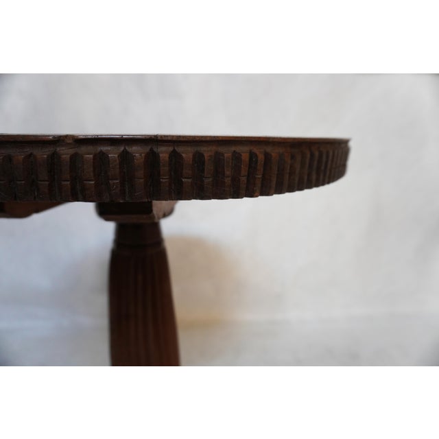 Antique Round Carved Wood Pedestal Side Table For Sale - Image 11 of 15