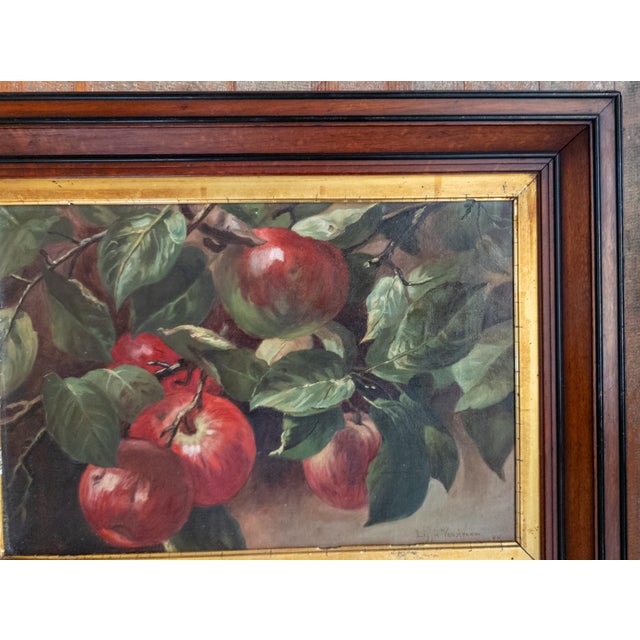 19th Century American Oil Painting Study of Apples on a Branch in Walnut Frame For Sale - Image 4 of 14