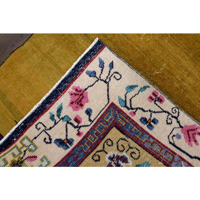 1970s Vintage Persian Handmade Wool Cotton Yellow Runner Rug For Sale - Image 11 of 11