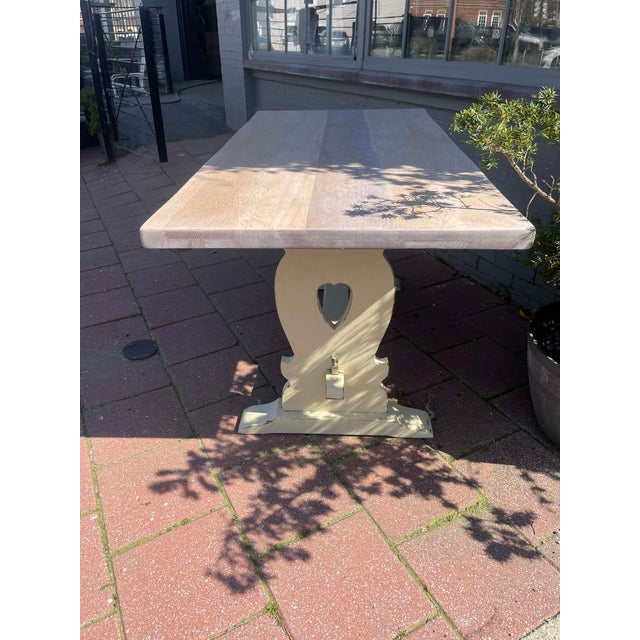 Antique English Solid Oak Kitchen Table 1900 For Sale - Image 6 of 15