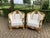 Pair 1950s French Louis XVI Gold Baroque Rococo Leather Bergere Chairs For Sale - Image 4 of 9