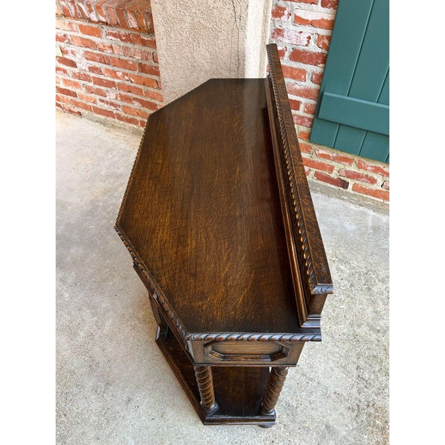 Antique English Console Hall Table Jacobean Carved Oak Barley Twist Gong C1880 For Sale - Image 11 of 18