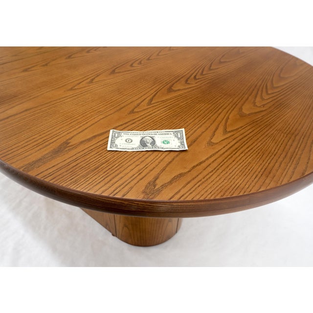 Single Pedestal Base Oval racetrack Shape Two Leaves Cerused Oak Dining Table MINT! two leaves 20 inches each 112 inches...