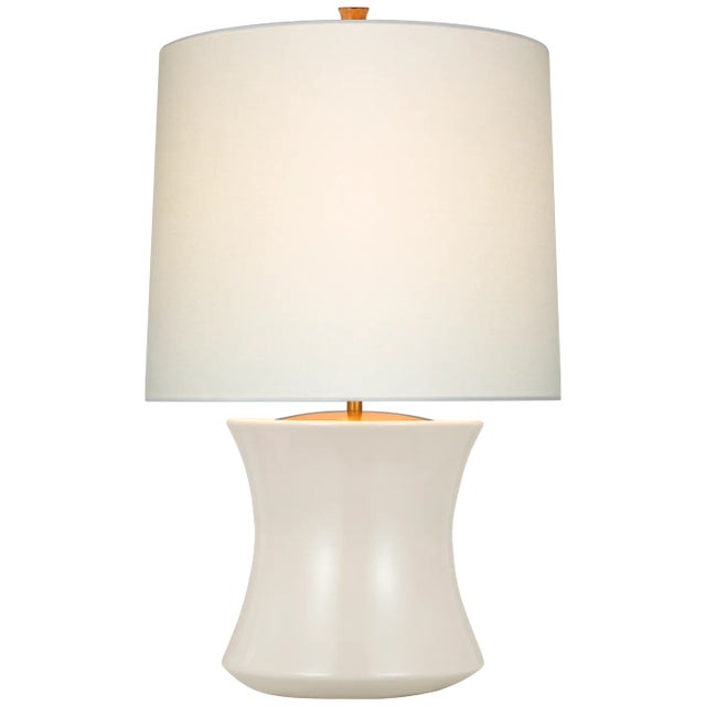 AERIN for Visual Comfort Signature Marella Accent Lamp in Ivory with Linen Shade For Sale