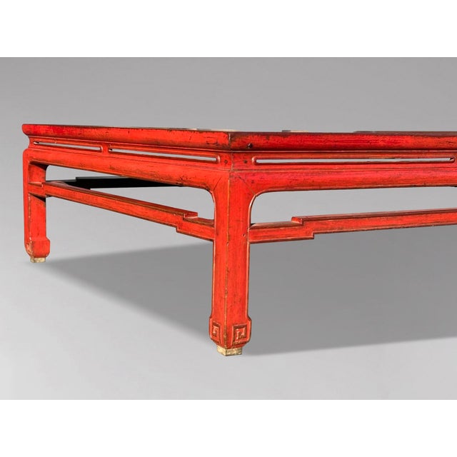 Large Antique Chinese Red Painted Coffee Table, 1800 For Sale - Image 4 of 9