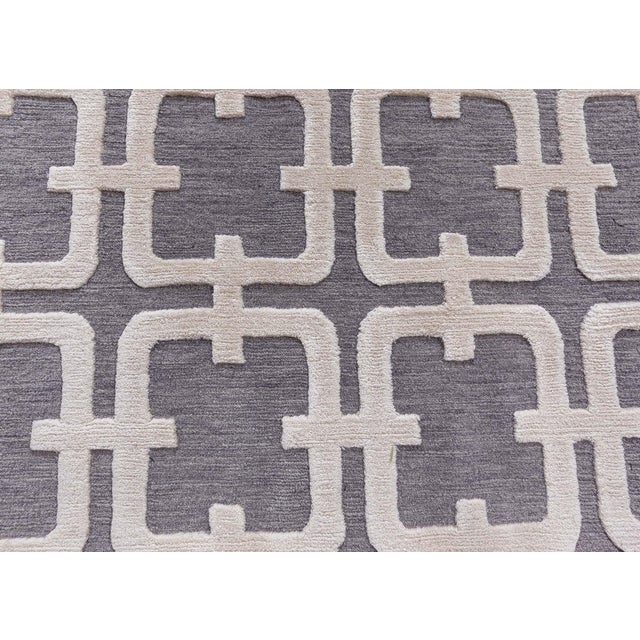 Modern Contemporary Geometric High-low Knotted Wool Runner by Doris Leslie Blau For Sale - Image 3 of 8