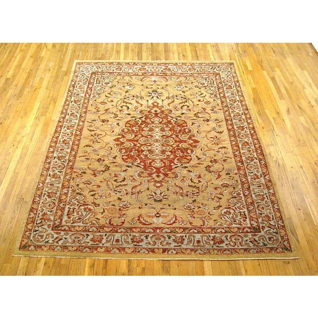 Antique Persian Sultanabad rug, room size, circa 1910. A one-of-a-kind antique Persian Sultanabad oriental carpet with a...