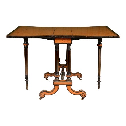 Antique Victorian Amboyna Drop Leaf Coffee Table from Holtby & Co, 1860 For Sale