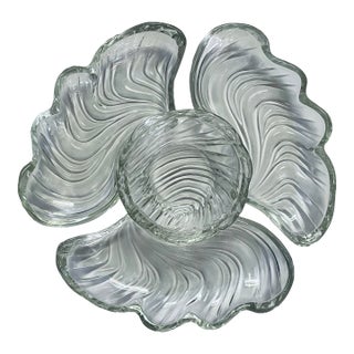 Vintage Crystal Chip & Dip Set- 4 Pieces For Sale