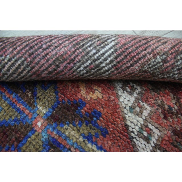 1960s Turkish Traditional Geometric Design Hand Knotted Small Red Oushak Rug For Sale - Image 11 of 13