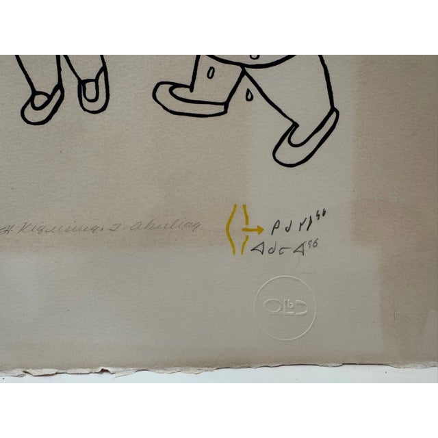 Black Hannah Kigusiuq Inuit Cape Dorset Stencil Print Gathering for Feast 1978 Signed For Sale - Image 8 of 10