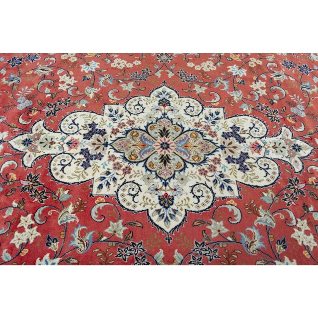 Middle Eastern Hand-Knotted Kashan Cork Rug For Sale - Image 6 of 13
