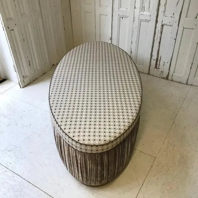 Large Vintage Ottoman in Fabric For Sale - Image 3 of 10