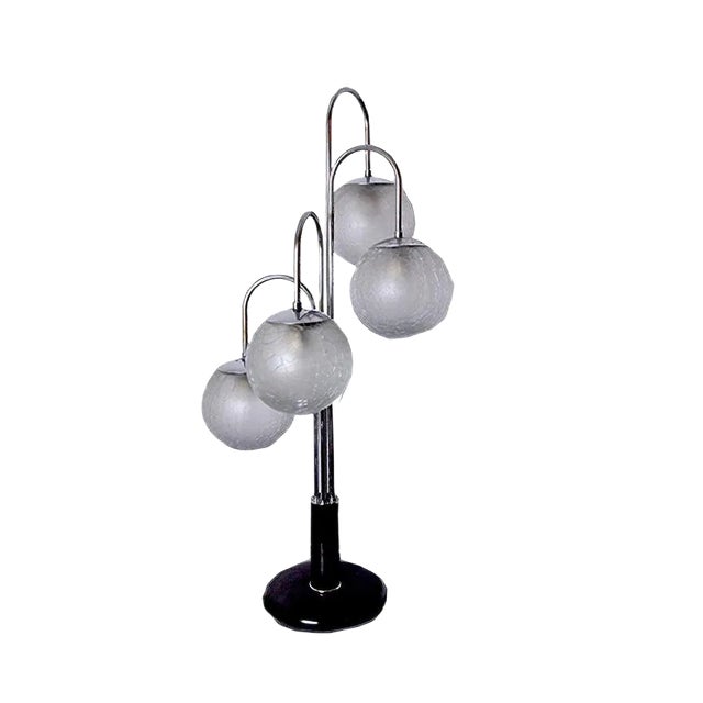Art Deco Style Chromed Spiral Table Lamp with 4 Globes, 1970s For Sale