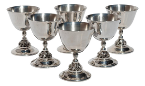 1950s Set of Six Mid Century Modern Alphonse La Paglia Sterling Silver Wine Goblets