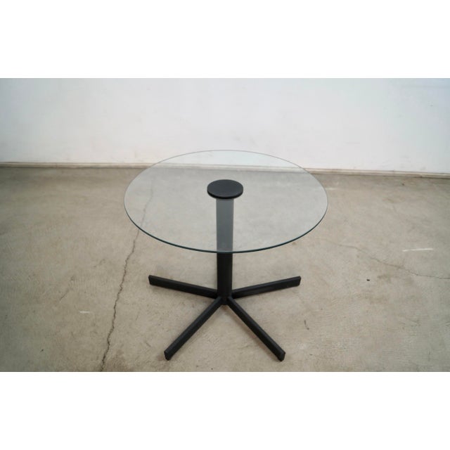 1980’s Postmodern Metal & Glass Side Table For Sale In Los Angeles - Image 6 of 12