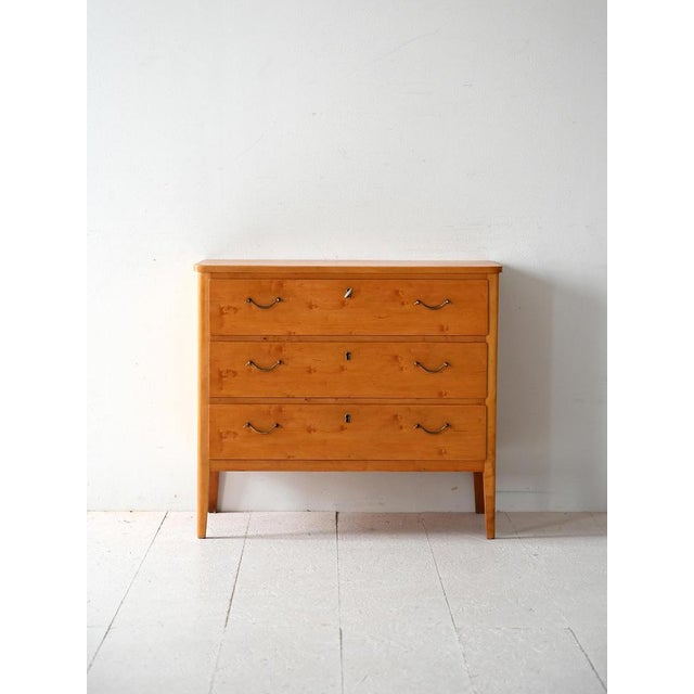 Vintage Scandinavian Chest of Drawers in Birch Burl, 1960s For Sale - Image 9 of 9