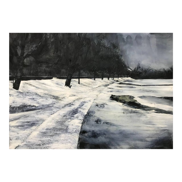 Contemporary Atmospheric Black & White Monochrome Landscape Wilderness Painting, 2008 For Sale